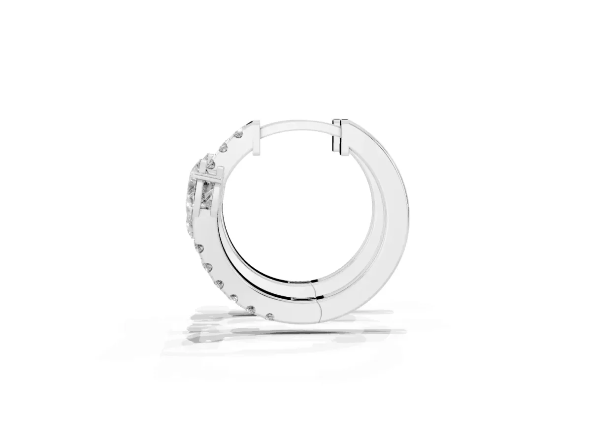 Pear Cut Diamond Bypass Huggie Hoop Earrings Platinum