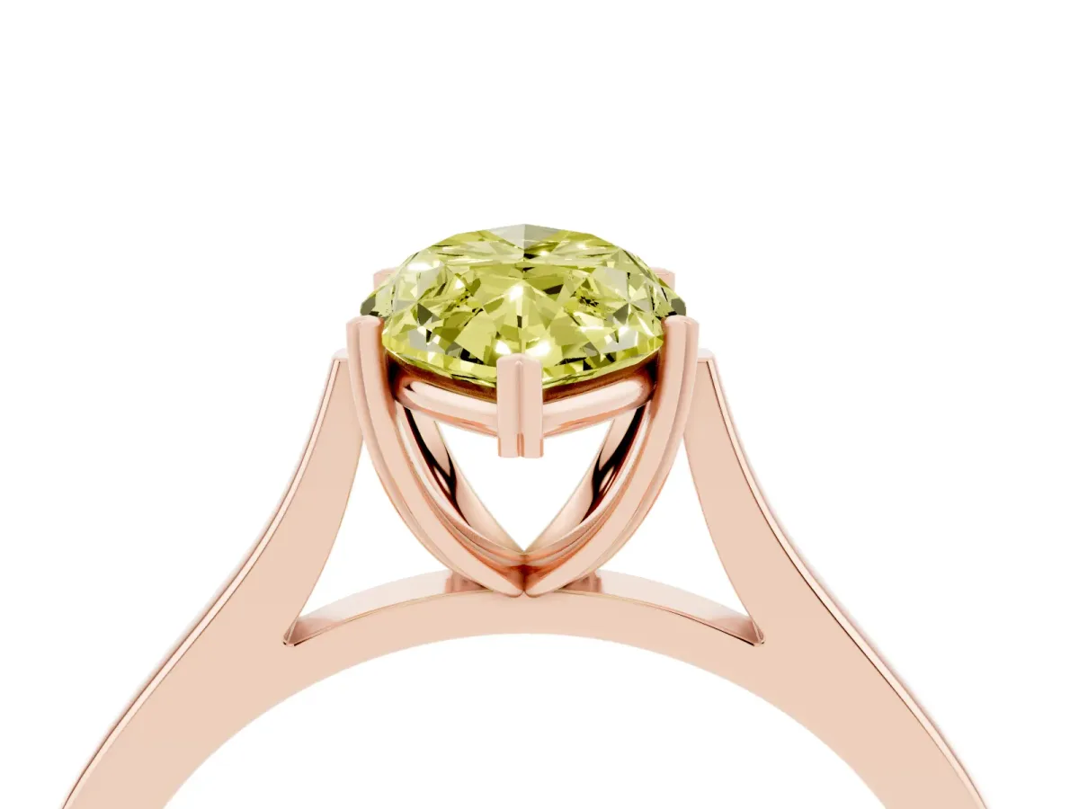 Fancy Yellow Marquise Cut Solitaire Heart Prong Engagement Ring with Tapered Band Rose gold