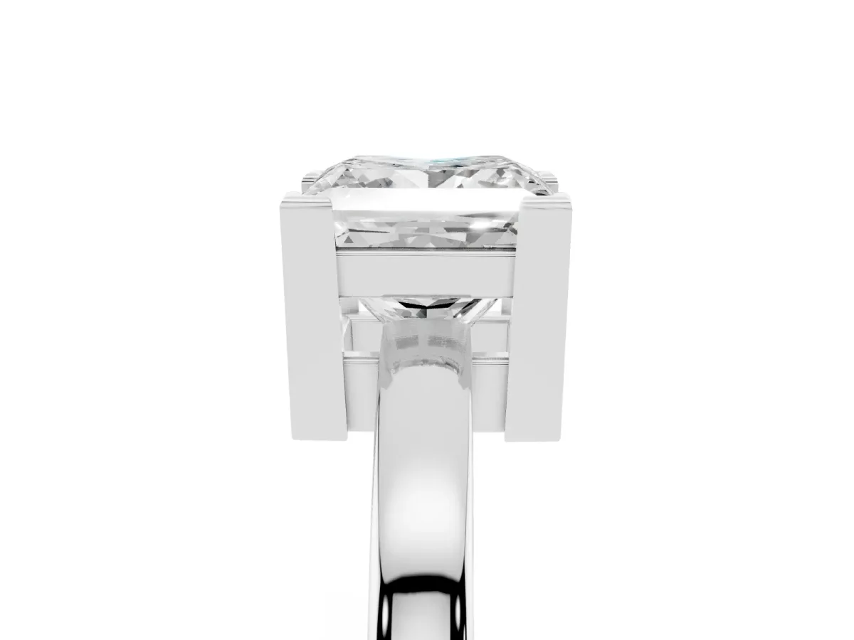 Princess Cut Cut Solitaire Ring with Four-Prong Setting and Classic Band Platinum