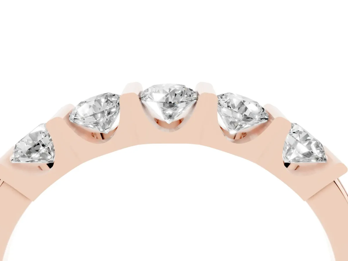 Channel-Set Round Diamond Five-Stone Band Rose gold
