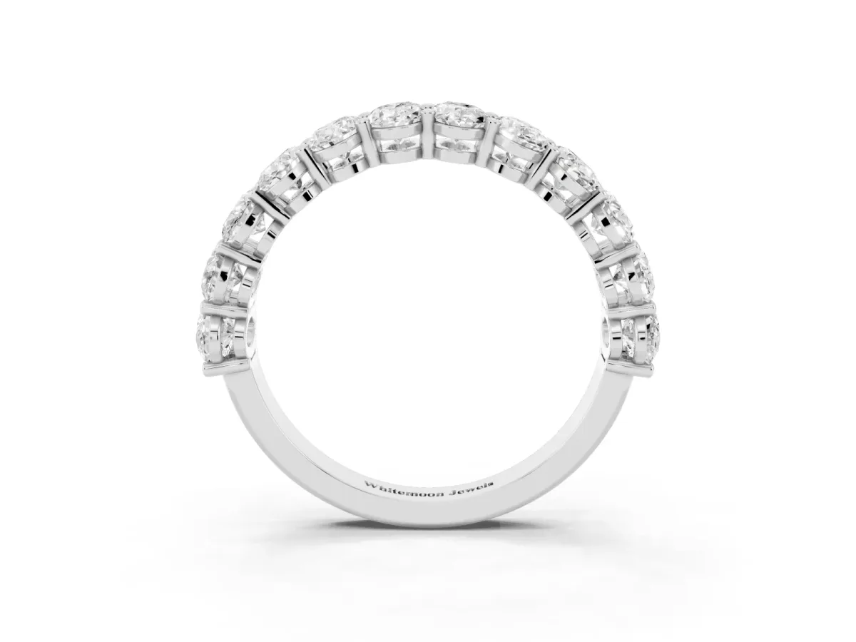 Oval Diamond Prong-Set Eternity Band White gold
