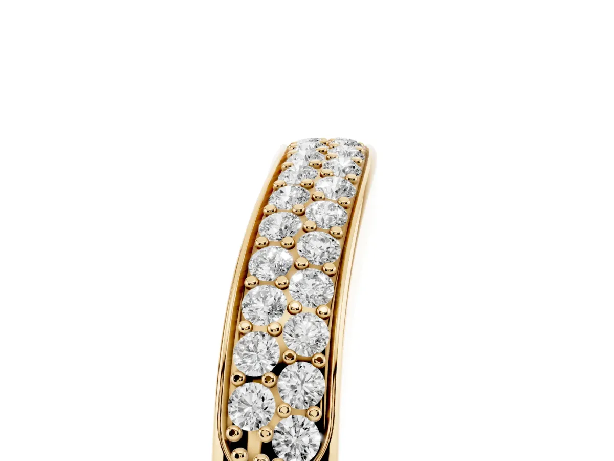 Pavé Round Diamond Contour Band Yellow gold