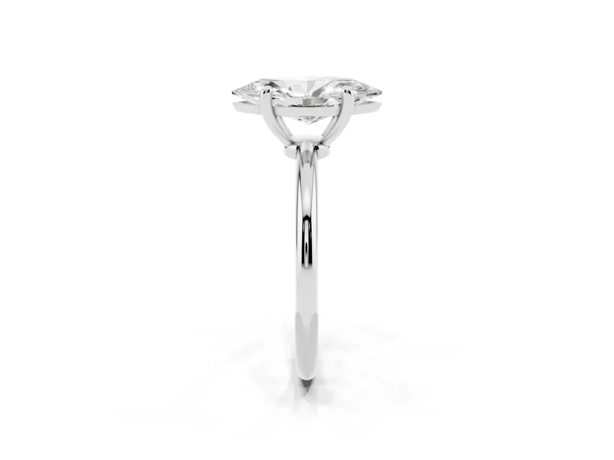 Marquise Cut Solitaire Diamond Ring with 4-Prong Setting on a Classic Band Silver