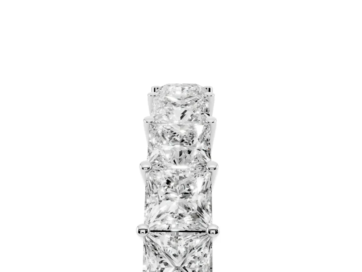Princess Cut Half Eternity Band with Shared Prong Setting Platinum