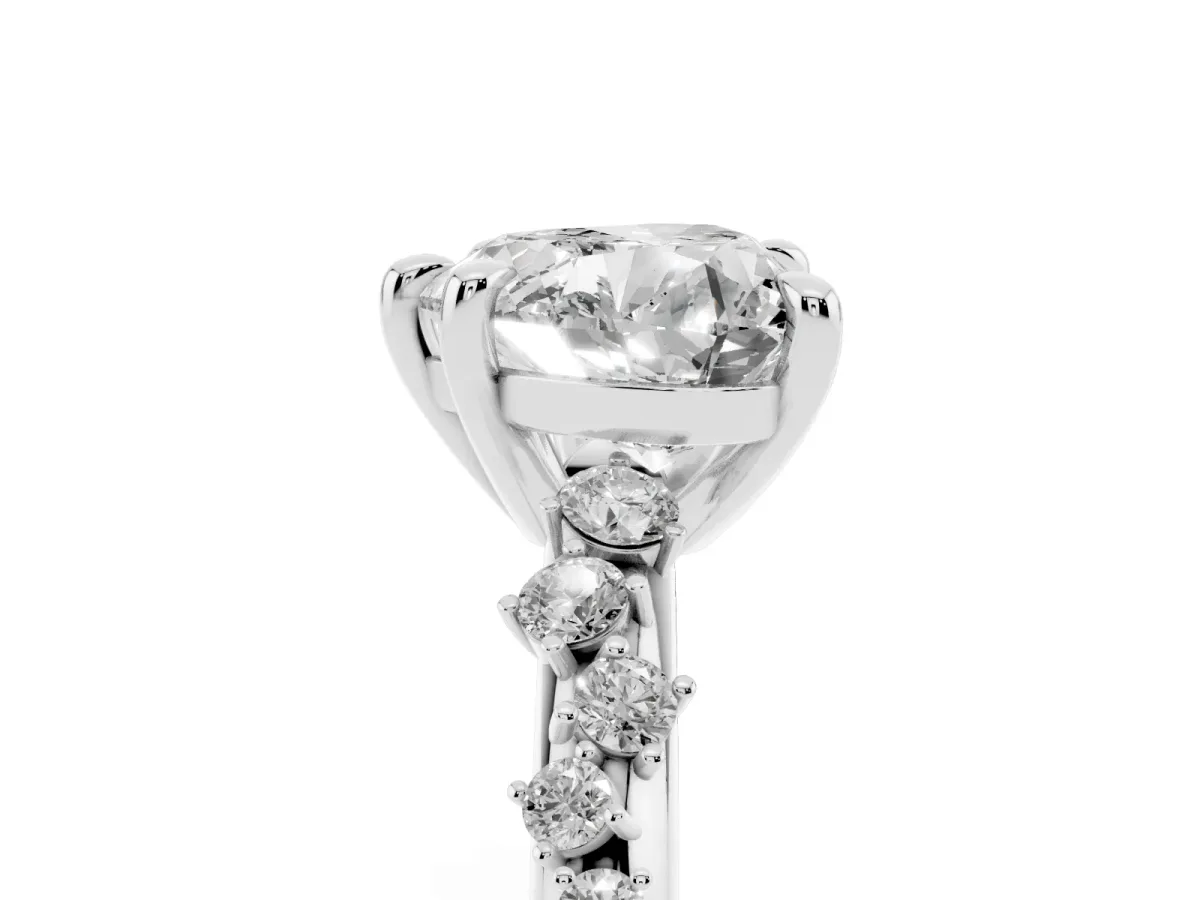 Heart Cut Cut Diamond Vine Band with Four-Prong Setting Silver