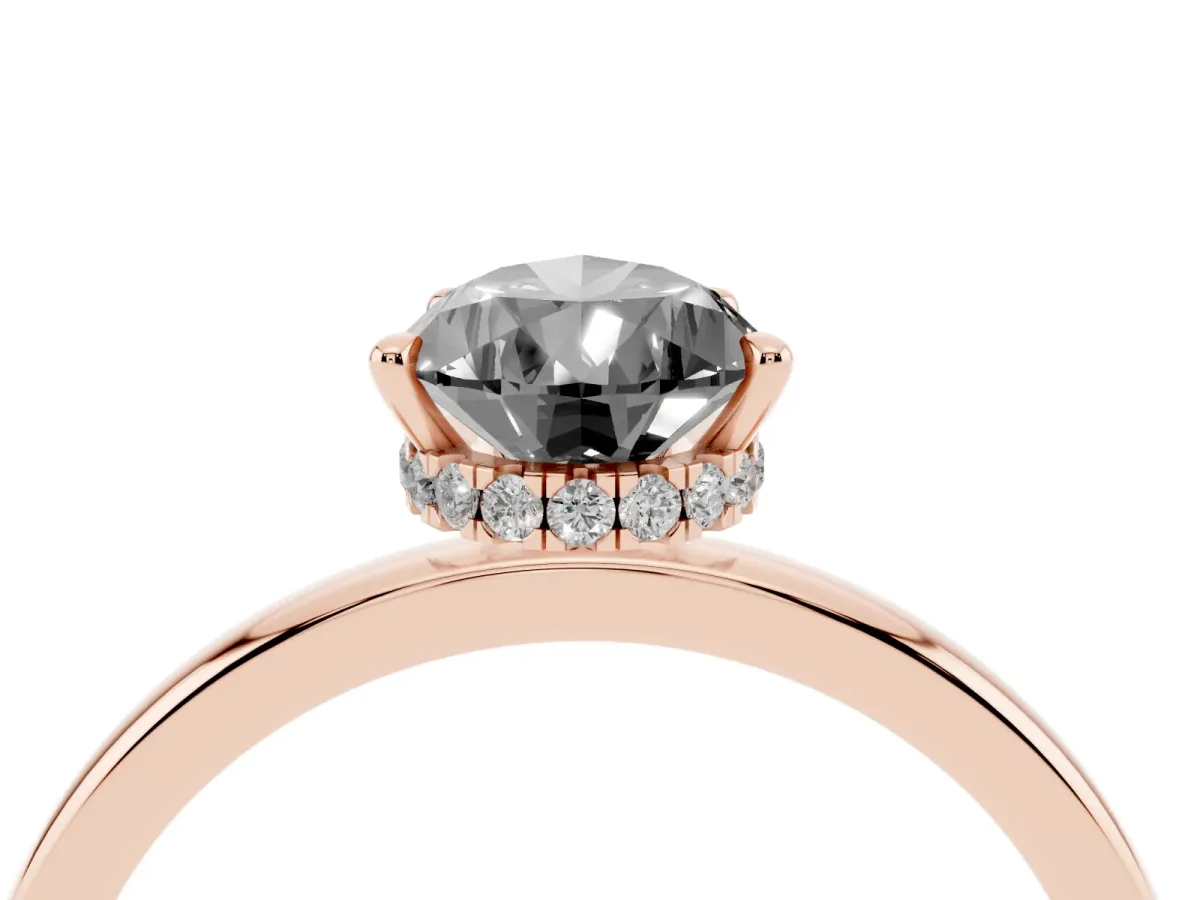 Fancy Black Pear Cut Solitaire Engagement Ring with Cathedral Band and Four-Prong Setting Rose gold