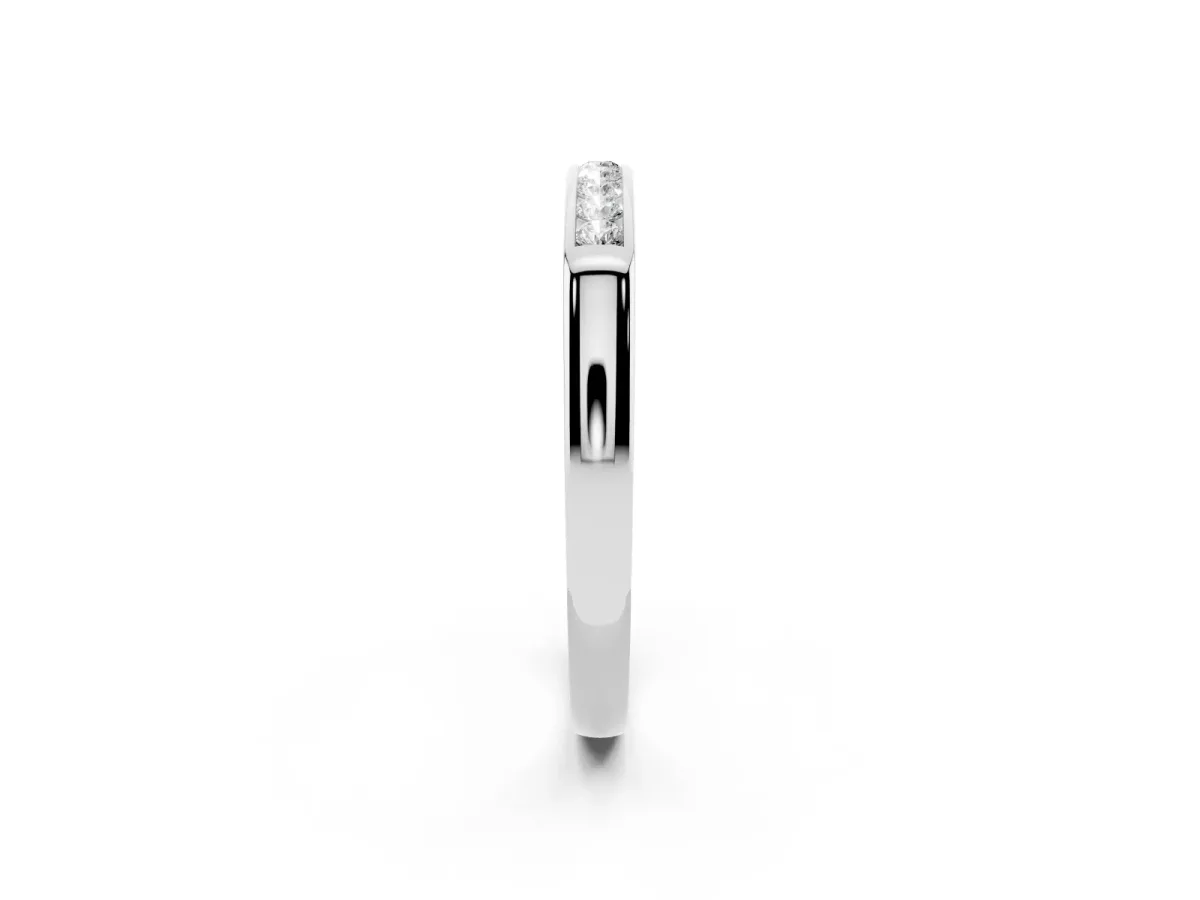 Channel Set Round Diamond Flat Band Silver