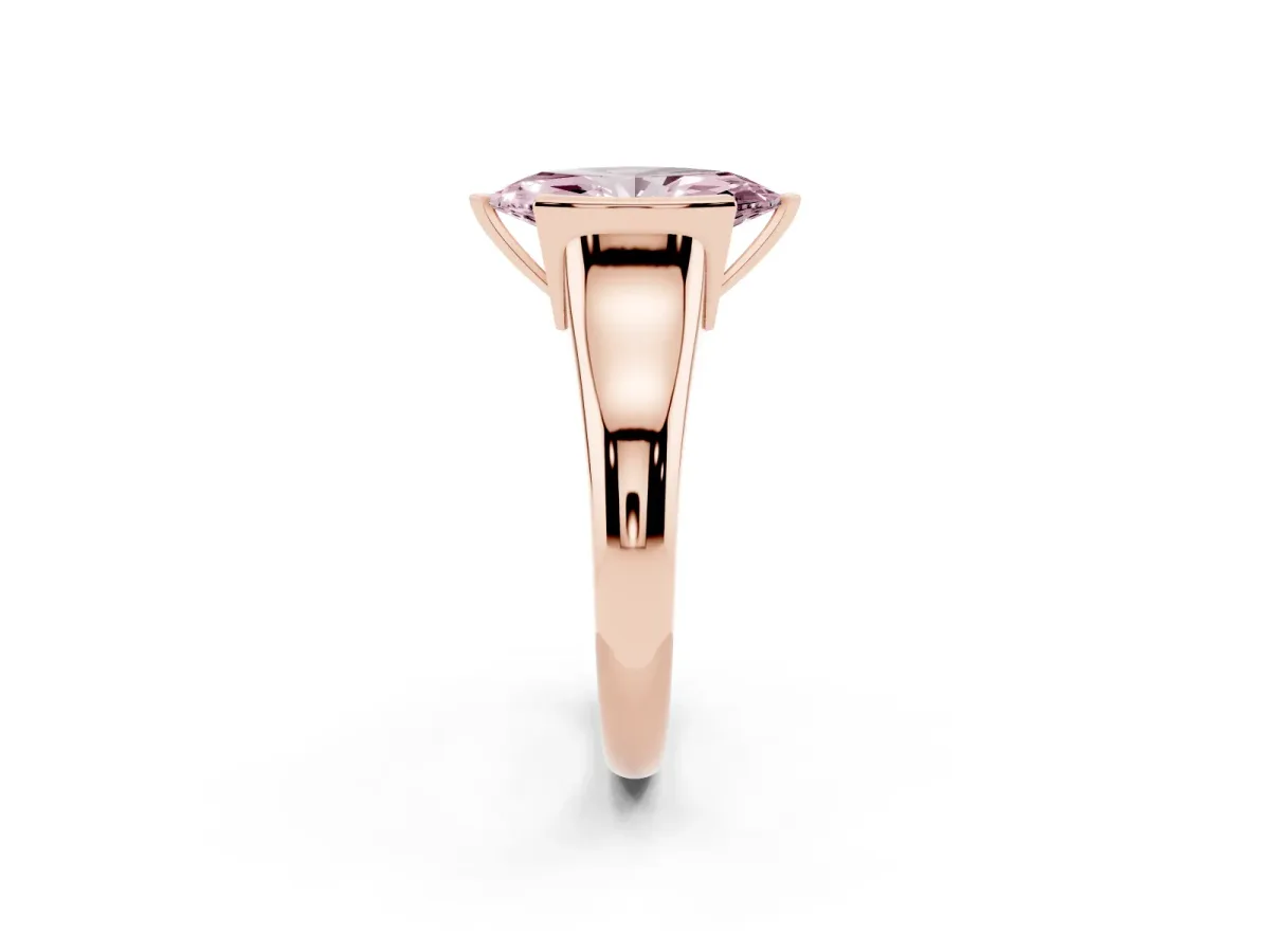 Fancy Pink Marquise Cut Solitaire Tension Set Diamond Ring with Split Shank Band Rose gold