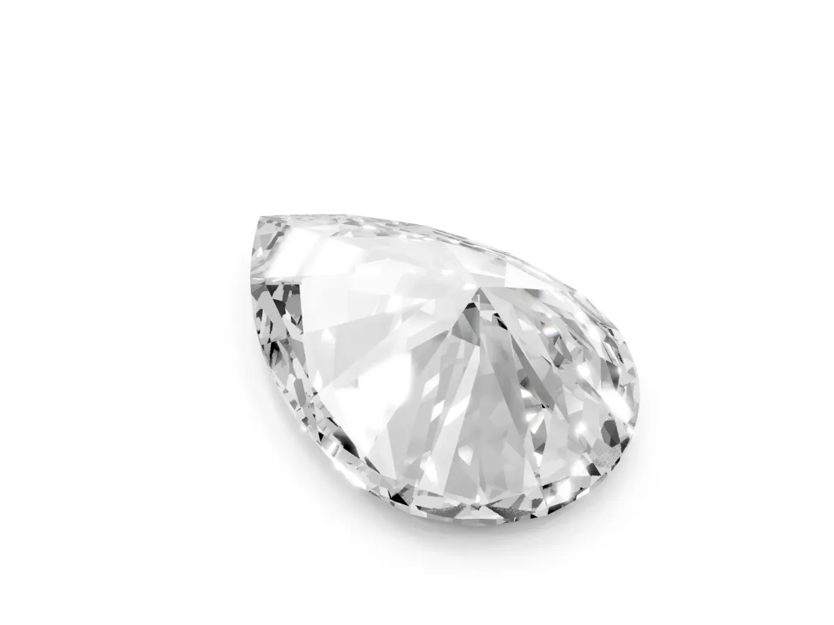 Pear Cut Diamond Ring with Marquise Side Stones and Prong Setting Yellow gold