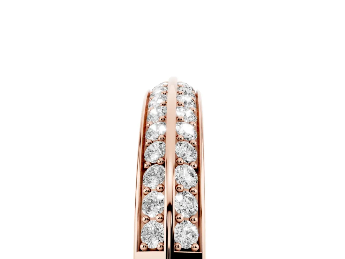 Double Row Round Diamond Channel Set Eternity Band Rose gold