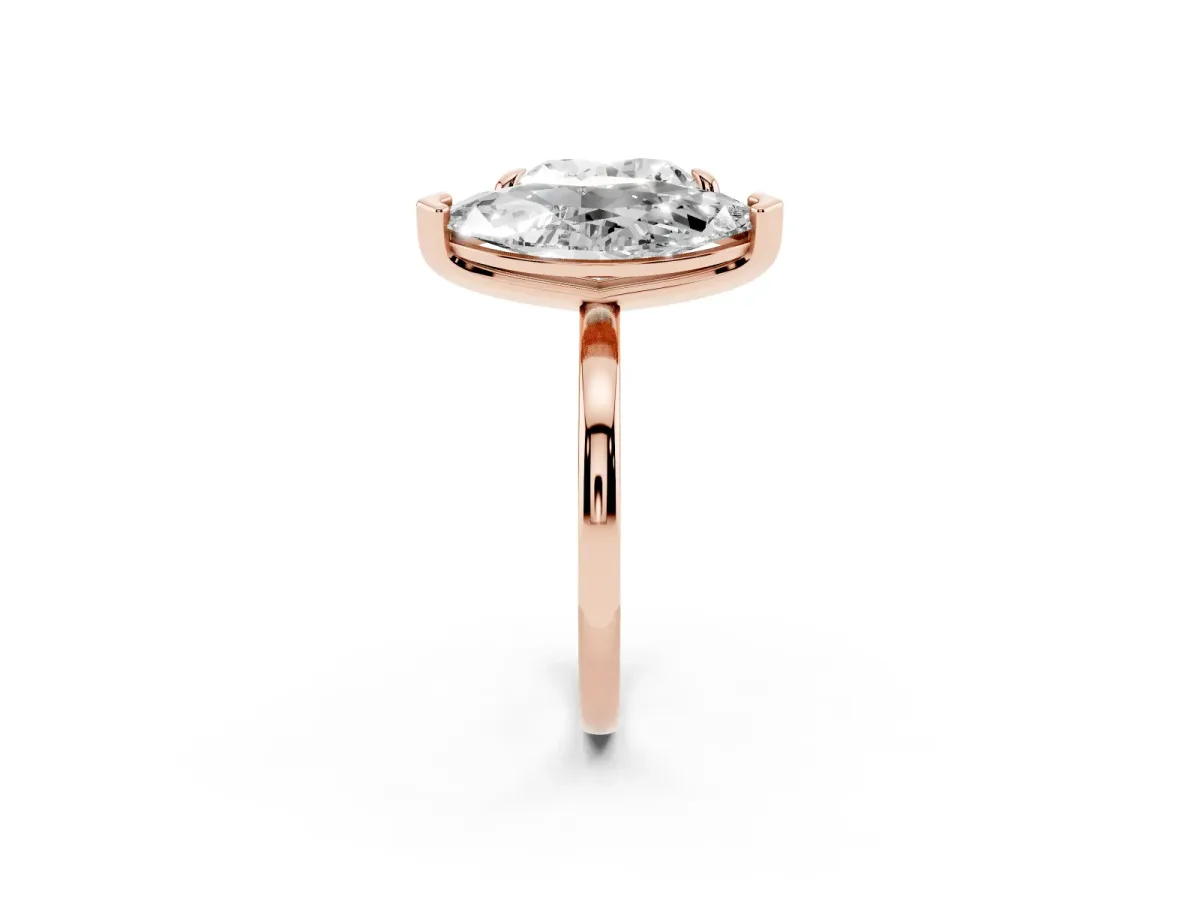 Heart and Marquise Toi Moi Ring with Prong Setting and Micro Pave Band Rose gold