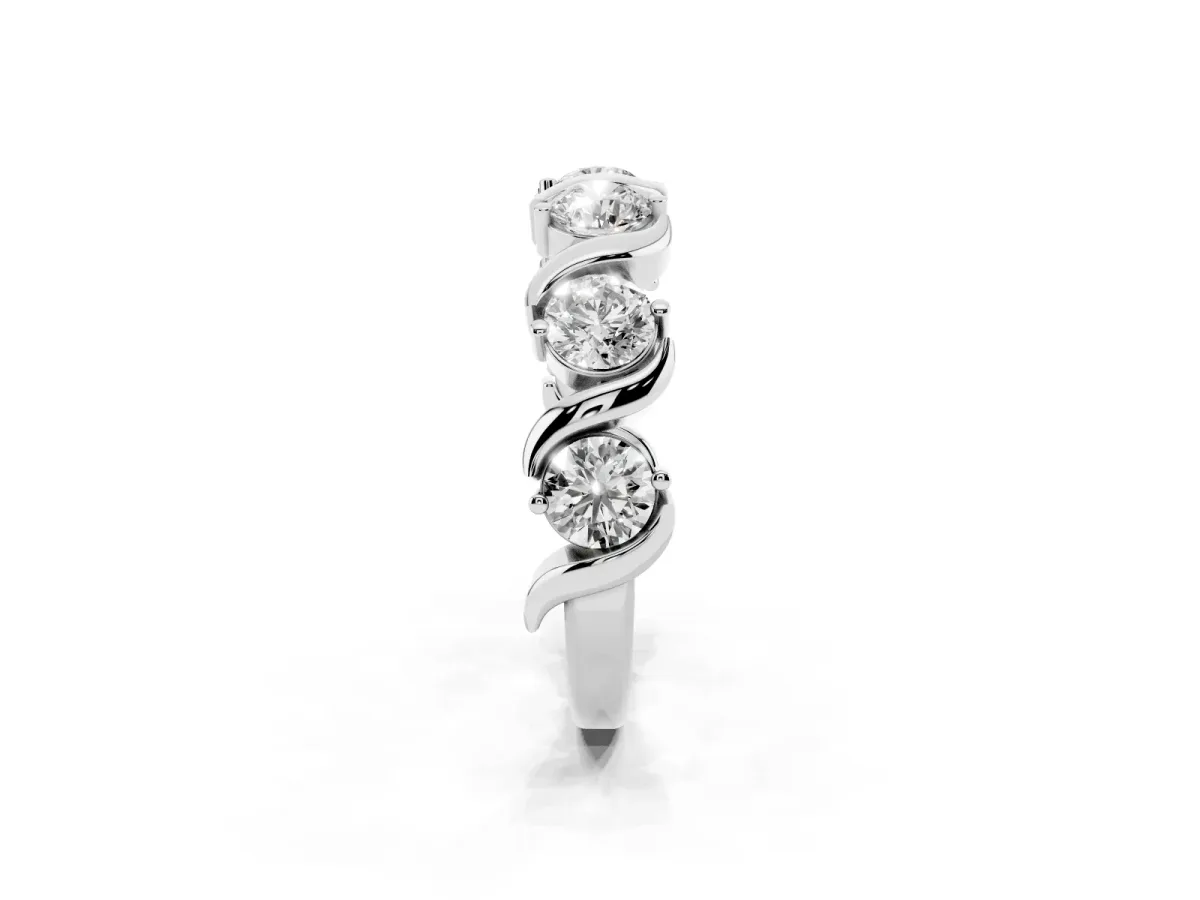 Round Diamond Half Eternity Band with Wave Prong Setting Platinum
