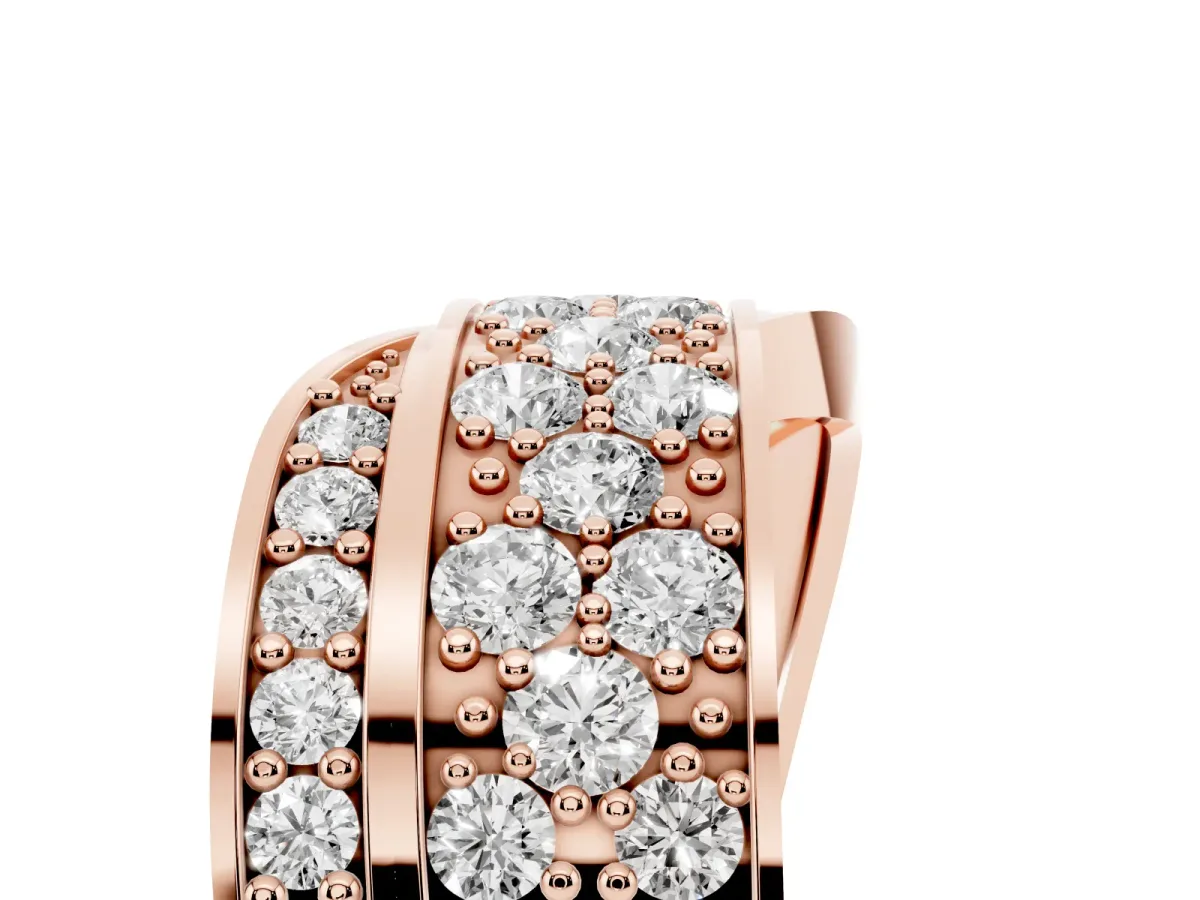 Pavé Round Diamond Crossover Band with Bead Prong Setting Rose gold