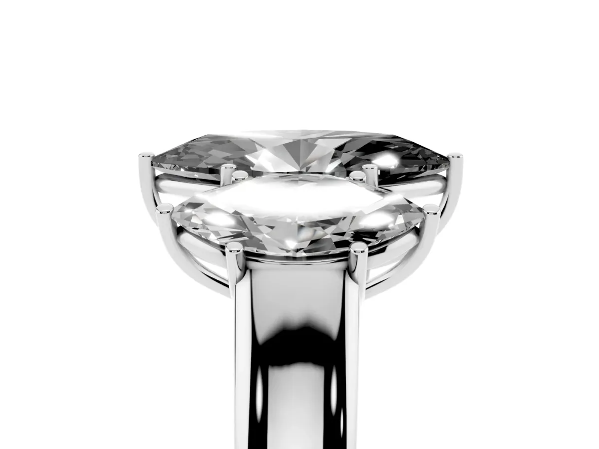 Fancy Black Three-Stone Marquise Cut Cut Diamond Ring with Prong Setting and Classic Band Silver