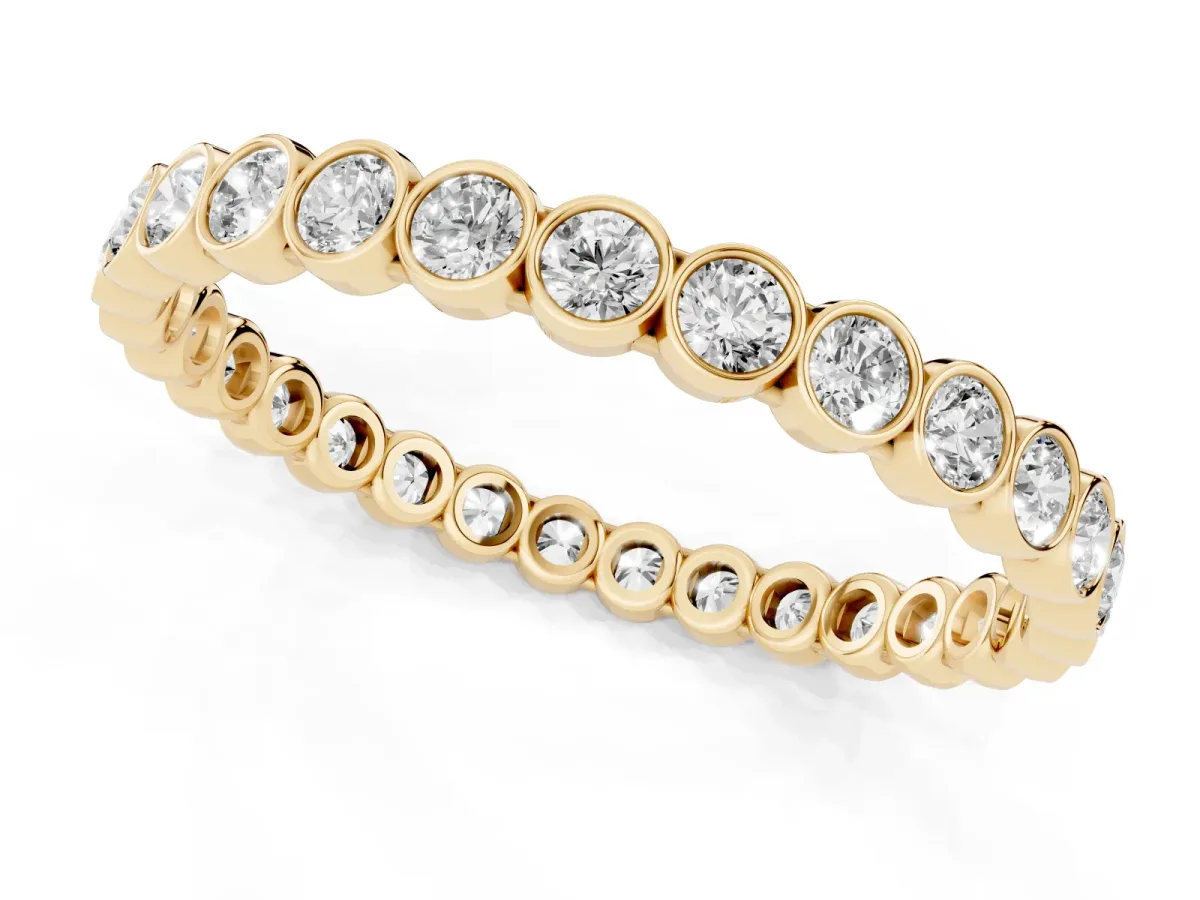 Bezel-Set Round Diamond Eternity Band Yellow gold