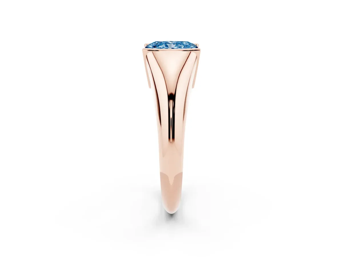 Fancy Blue Radiant Cut Solitaire Tension Set Diamond Ring Rose gold