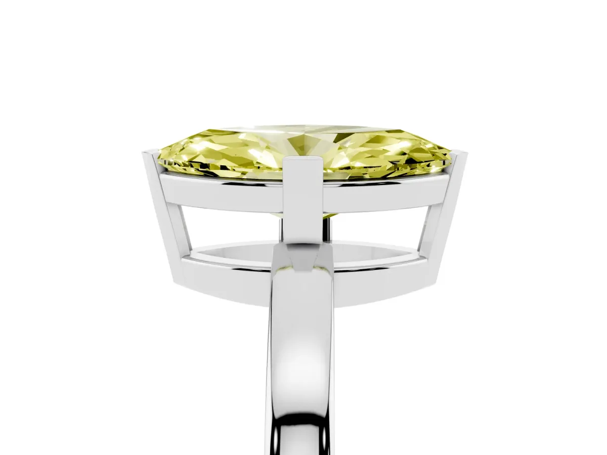 Fancy Yellow Marquise Cut Cut Solitaire Ring with Four-Prong Setting and Classic Band White gold