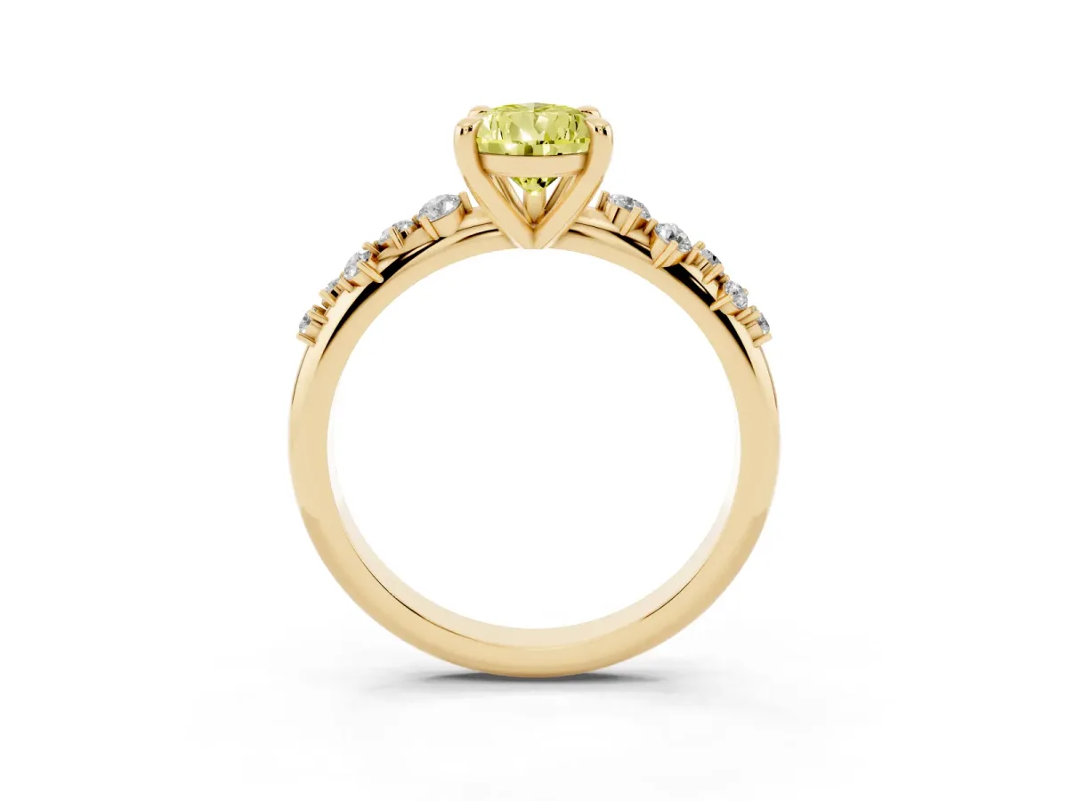 Fancy Yellow Pear Cut Cut Diamond Vine Band with Four-Prong Setting Yellow gold