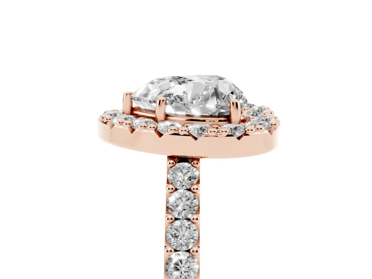 Heart Cut Halo Diamond Pavé Solitaire Ring Rose gold