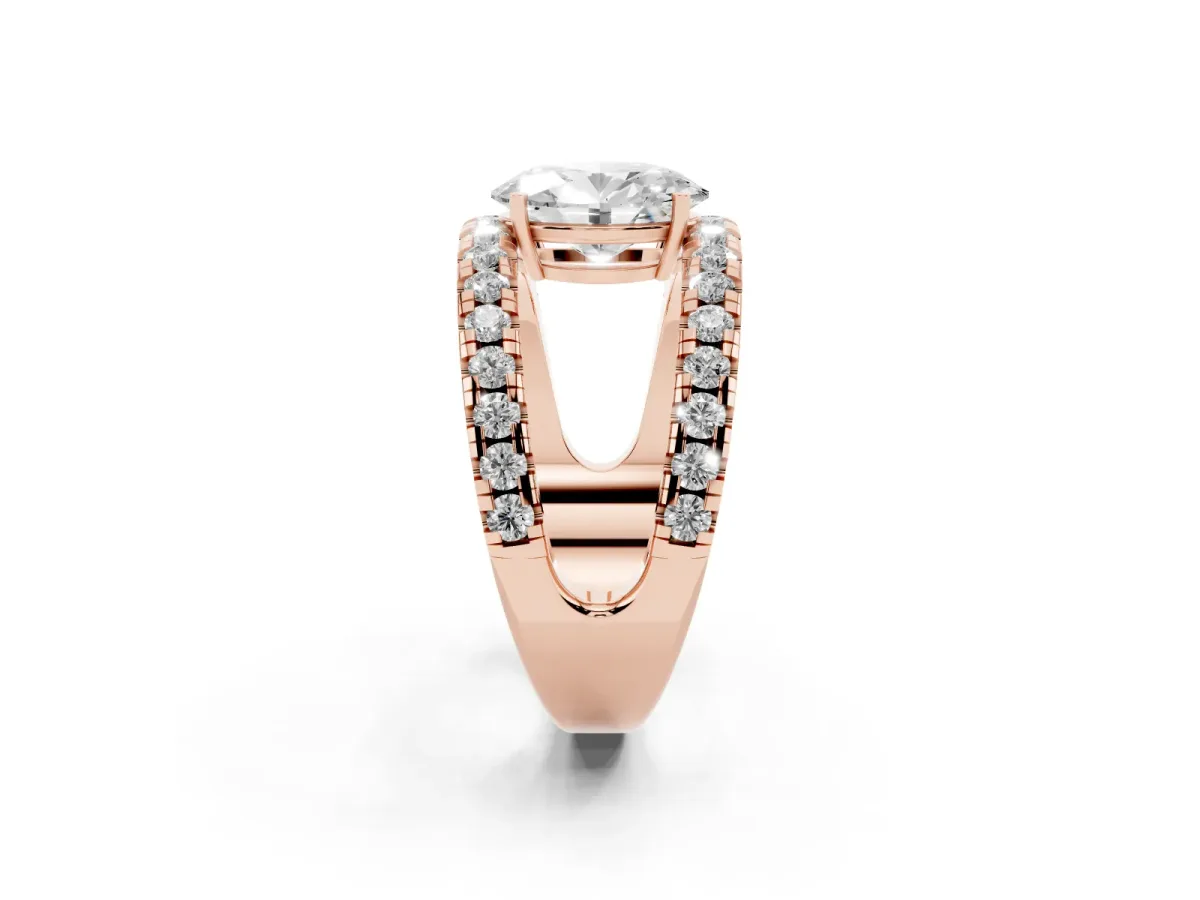 Oval Cut Solitaire Split Shank Pave Diamond Ring Rose gold