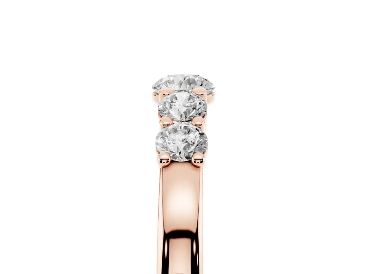 Five-Stone Round Diamond Prong Set Half Eternity Band Rose gold