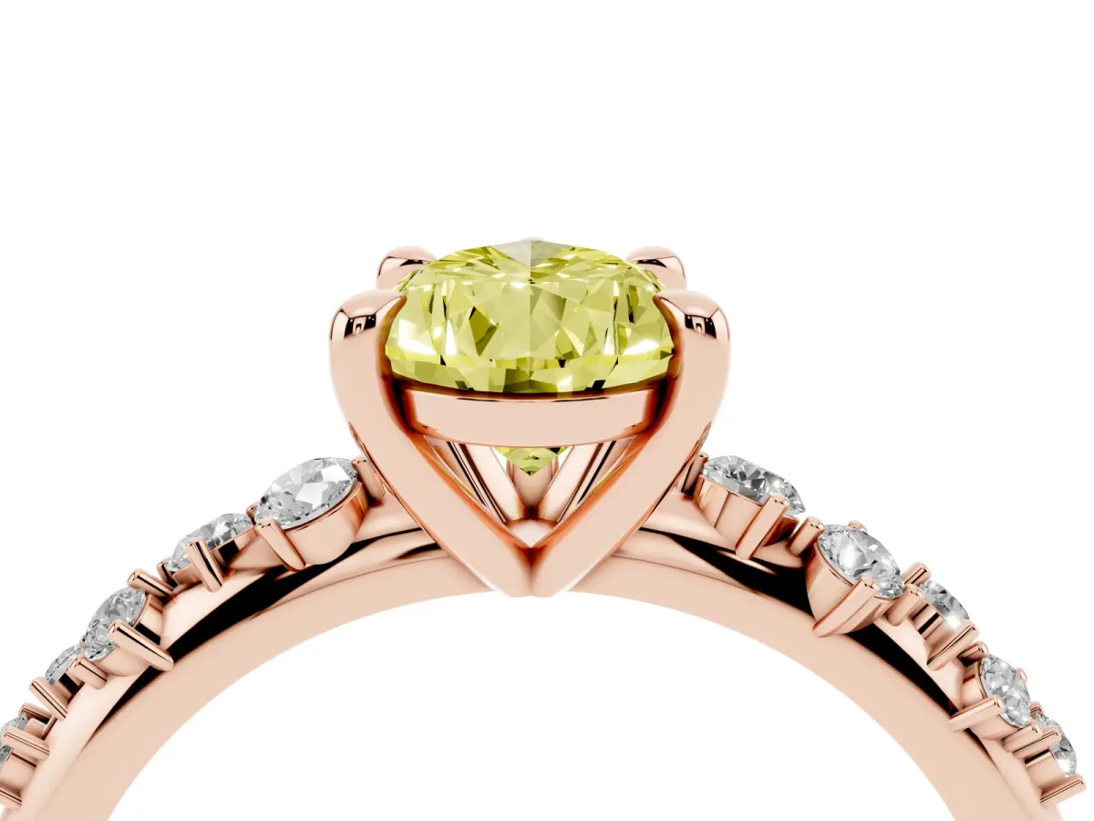 Fancy Yellow Pear Cut Cut Diamond Vine Band with Four-Prong Setting Rose gold