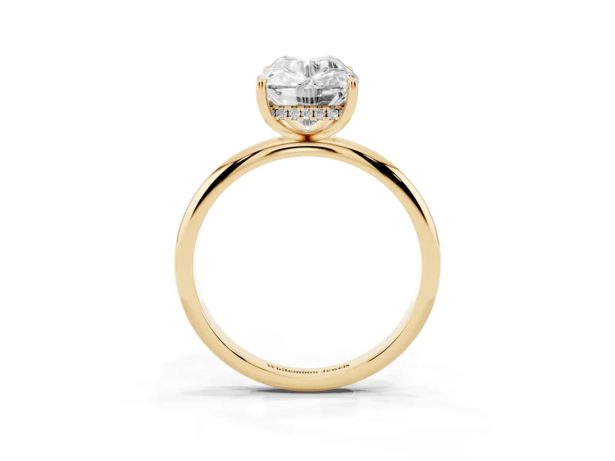 Old Mine Elongated Cushion Diamond Classic Band Four Prong Solitaire Ring Yellow gold
