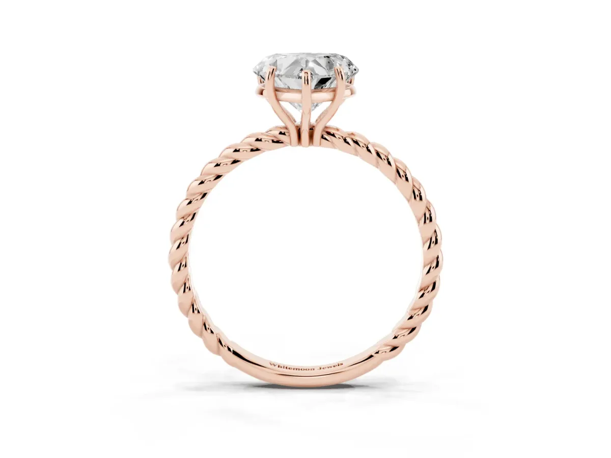 Heart Cut Solitaire Twisted Band 4-Prong Ring Rose gold