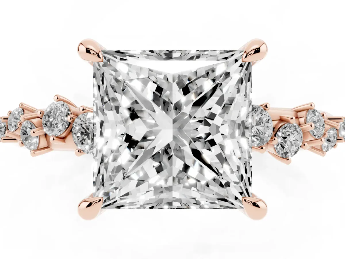 Princess Cut Cut Diamond Vine Band with Four-Prong Setting Rose gold