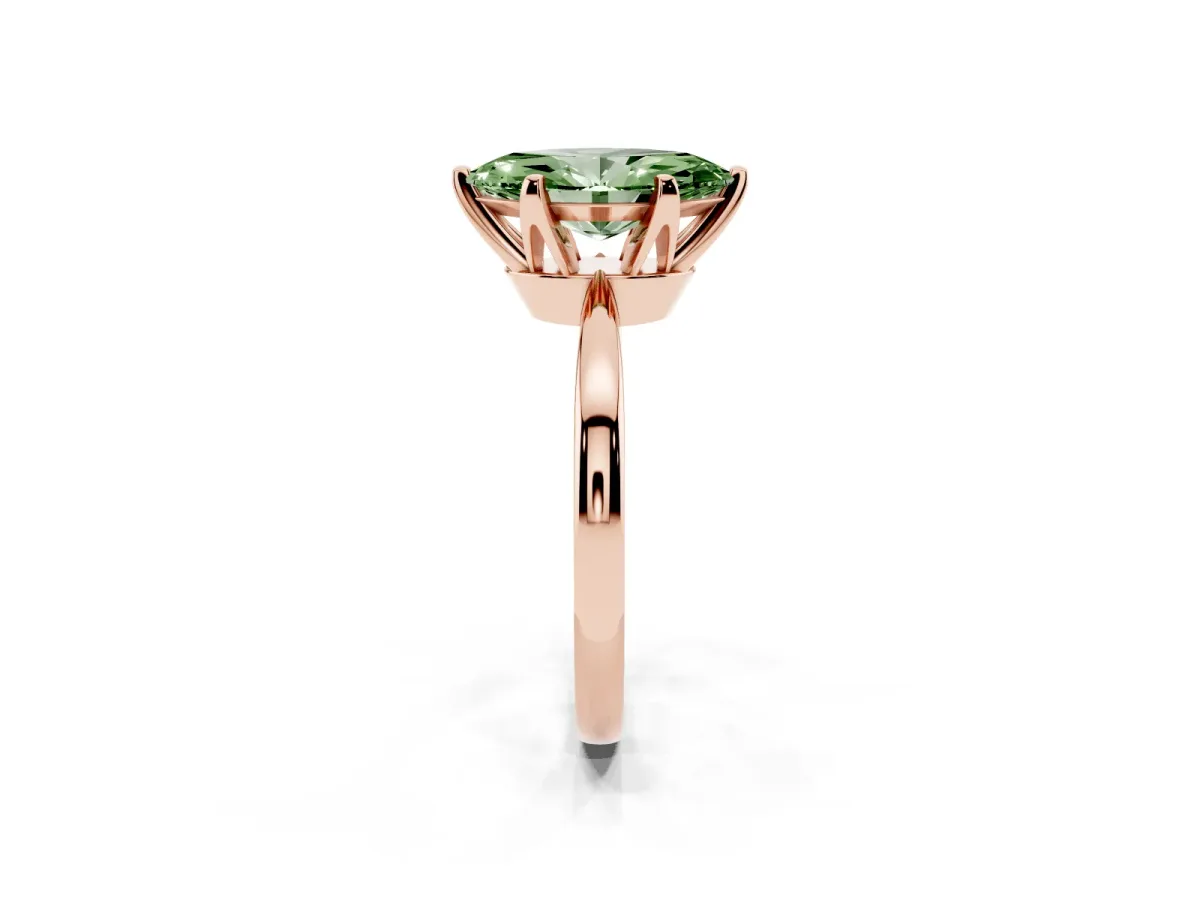 Fancy Green Marquise Cut Solitaire Engagement Ring with Six-Prong Setting and Tapered Band Rose gold