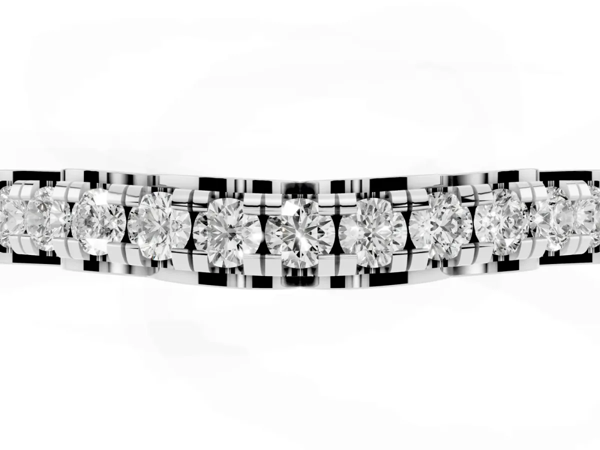 Round Cut Diamond Prong Set Eternity Band Silver