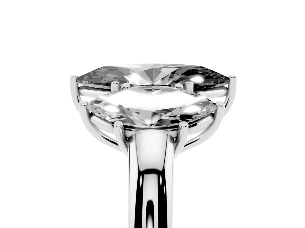 Fancy Black Marquise Cut Diamond Three-Stone Ring with Four-Prong Setting and Classic Band Silver