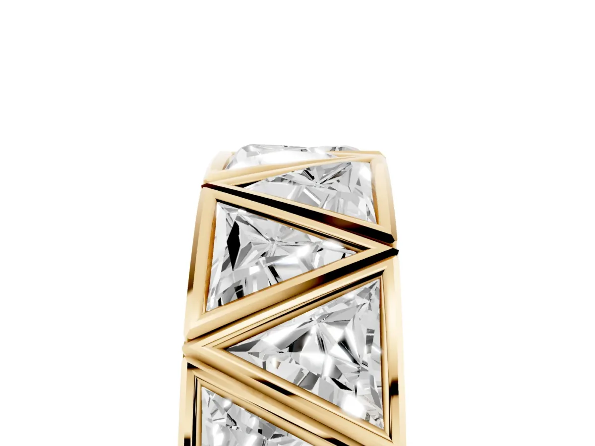 Triangle Diamond Geometric Mens Band Yellow gold