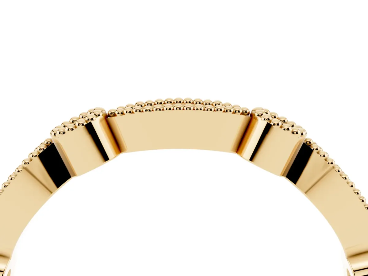 Milgrain Bezel and Marquise Diamond Band Yellow gold