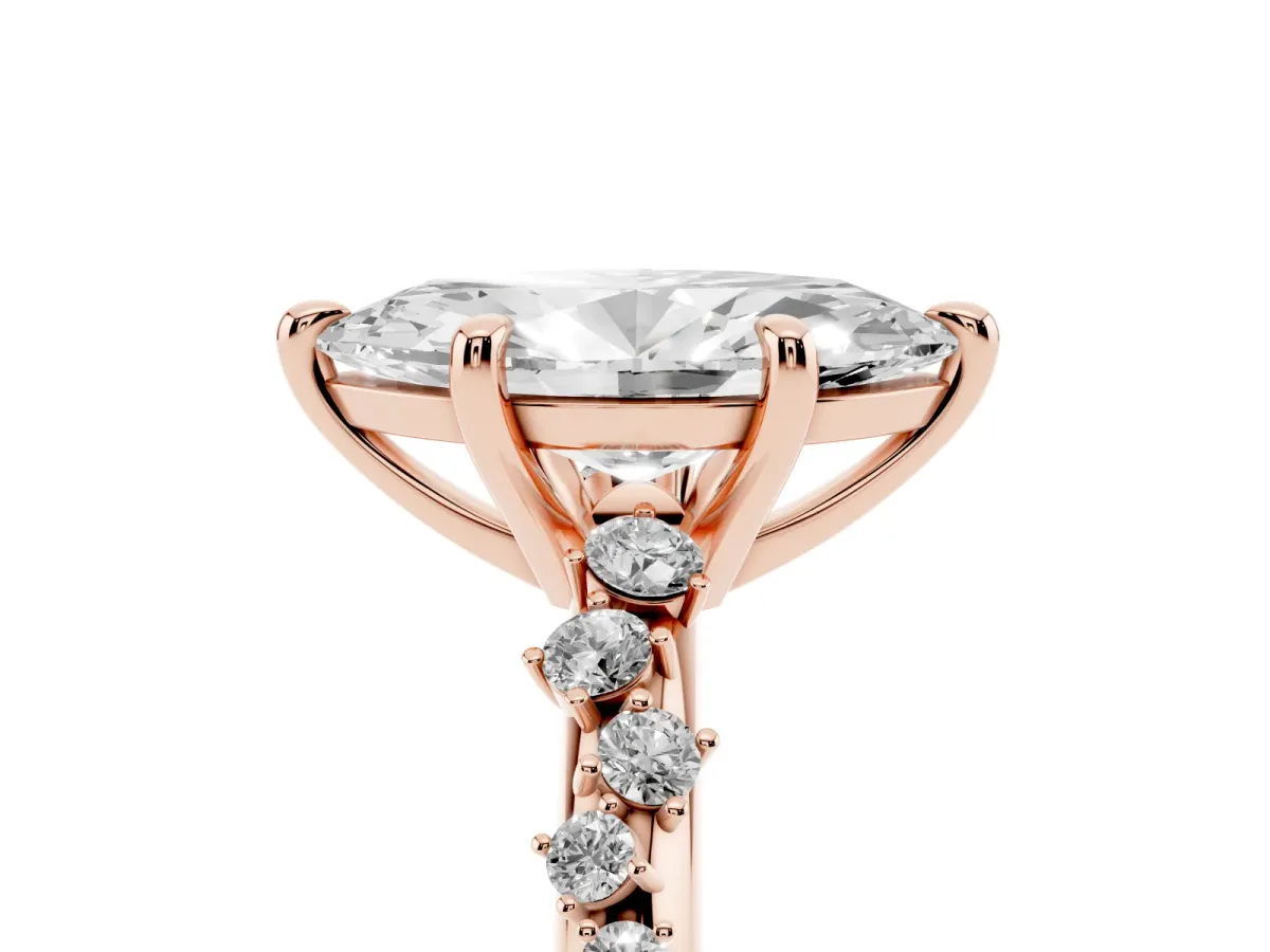 Marquise Cut Cut Diamond Vine Band with Four-Prong Setting Rose gold