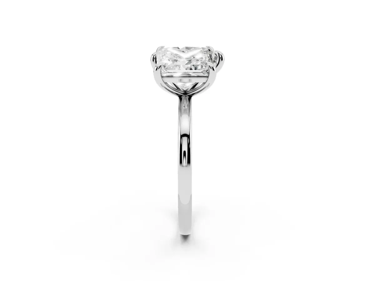 Heart and Princess Toi Moi Ring with Prong Setting and Plain Band Silver