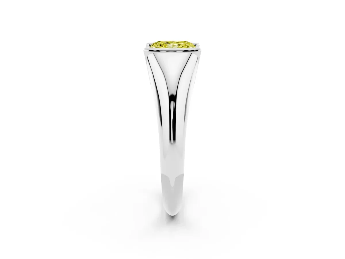 Fancy Yellow Princess Cut Solitaire Tension Set Diamond Ring Silver