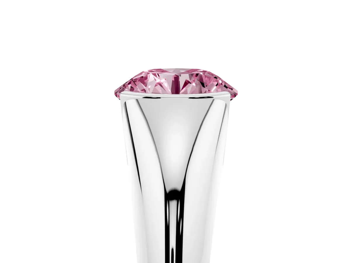 Fancy Pink Round Cut Solitaire Tension Set Diamond Ring Silver