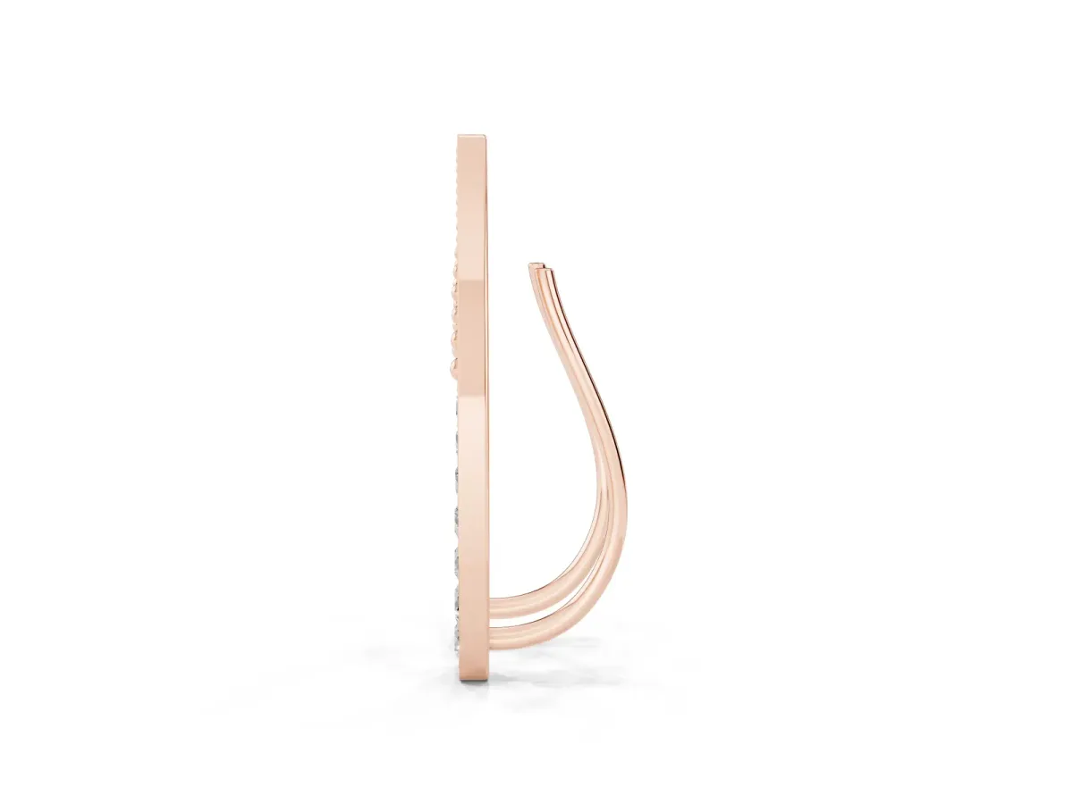 Pavé Round Diamond Curved Bar Earrings Rose gold