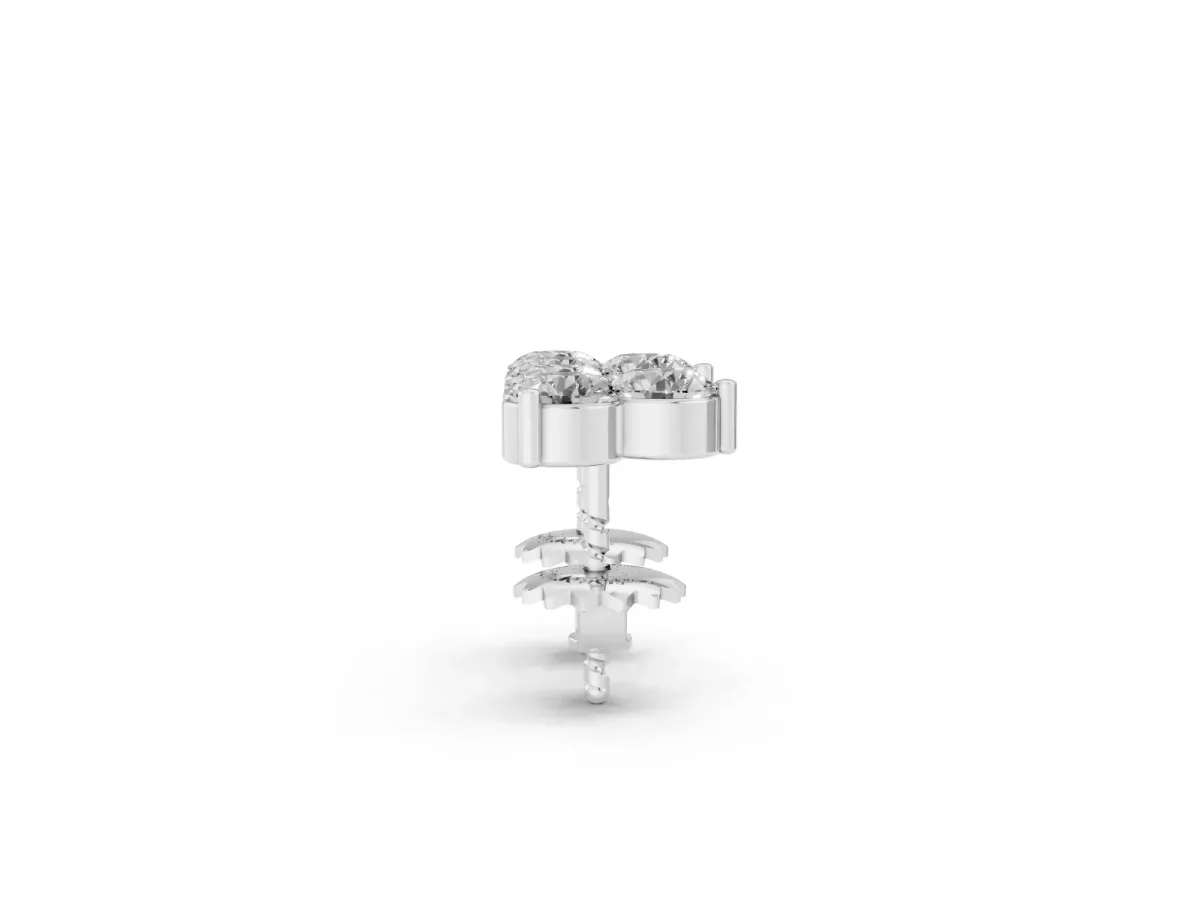 Triangular Cluster Round Diamond Stud Earrings with Prong Setting Silver