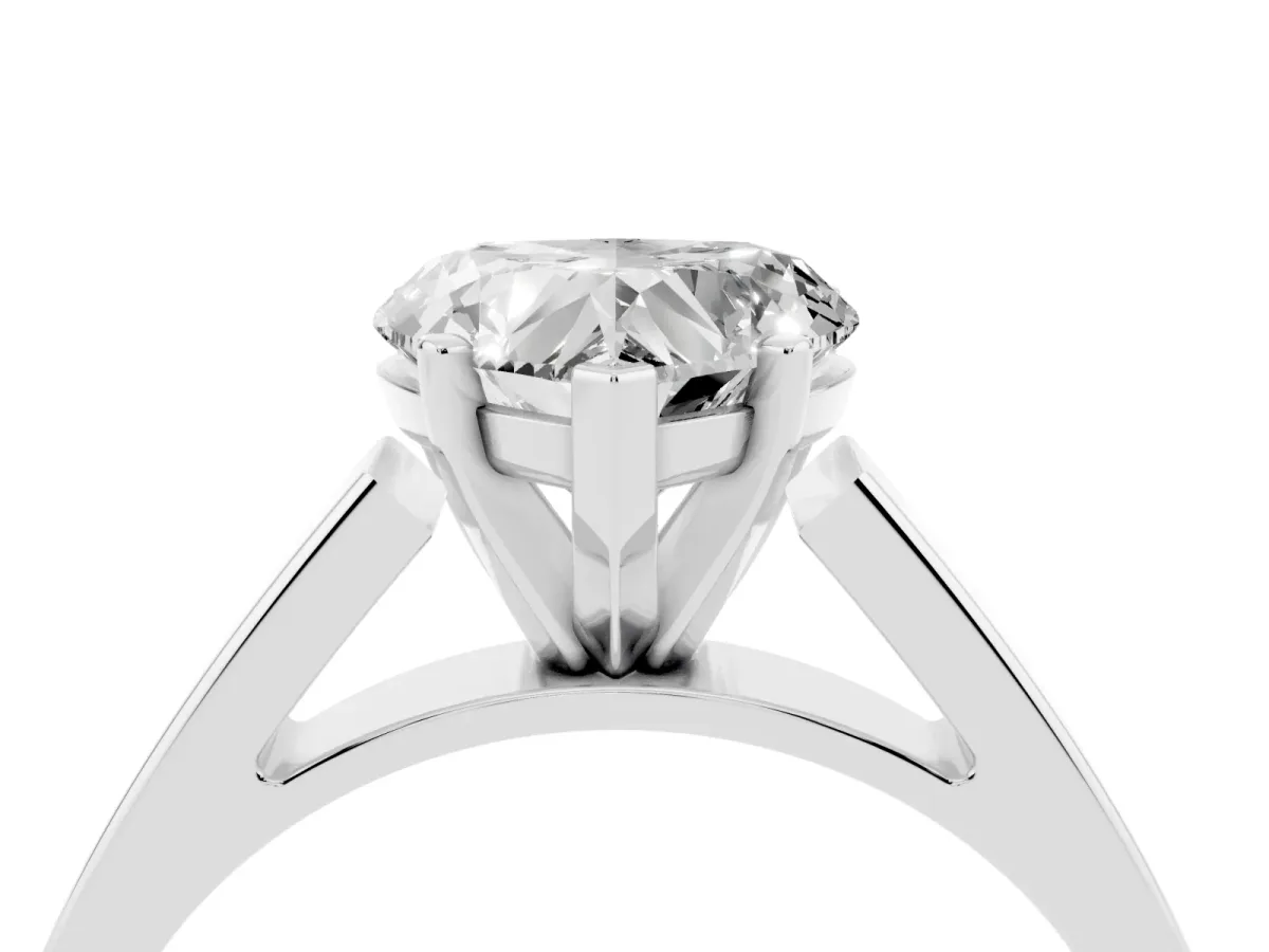Heart Cut Solitaire Engagement Ring with Four-Prong Setting and Tapered Band Silver