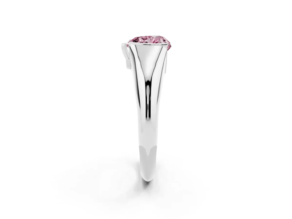 Fancy Pink Heart Cut Solitaire Tension Set Diamond Ring White gold