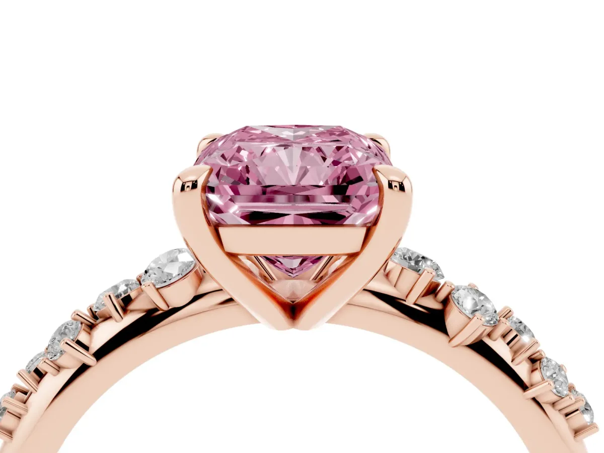Fancy Pink Radiant Cut Cut Diamond Vine Band with Four-Prong Setting Rose gold