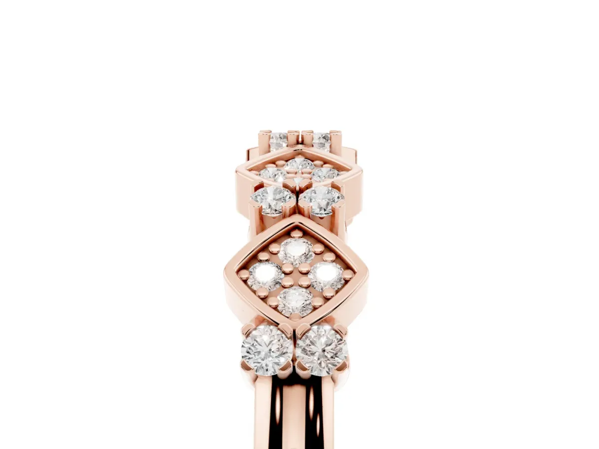 Pavé Cushion Diamond Cluster Eternity Band with Prong Setting Rose gold