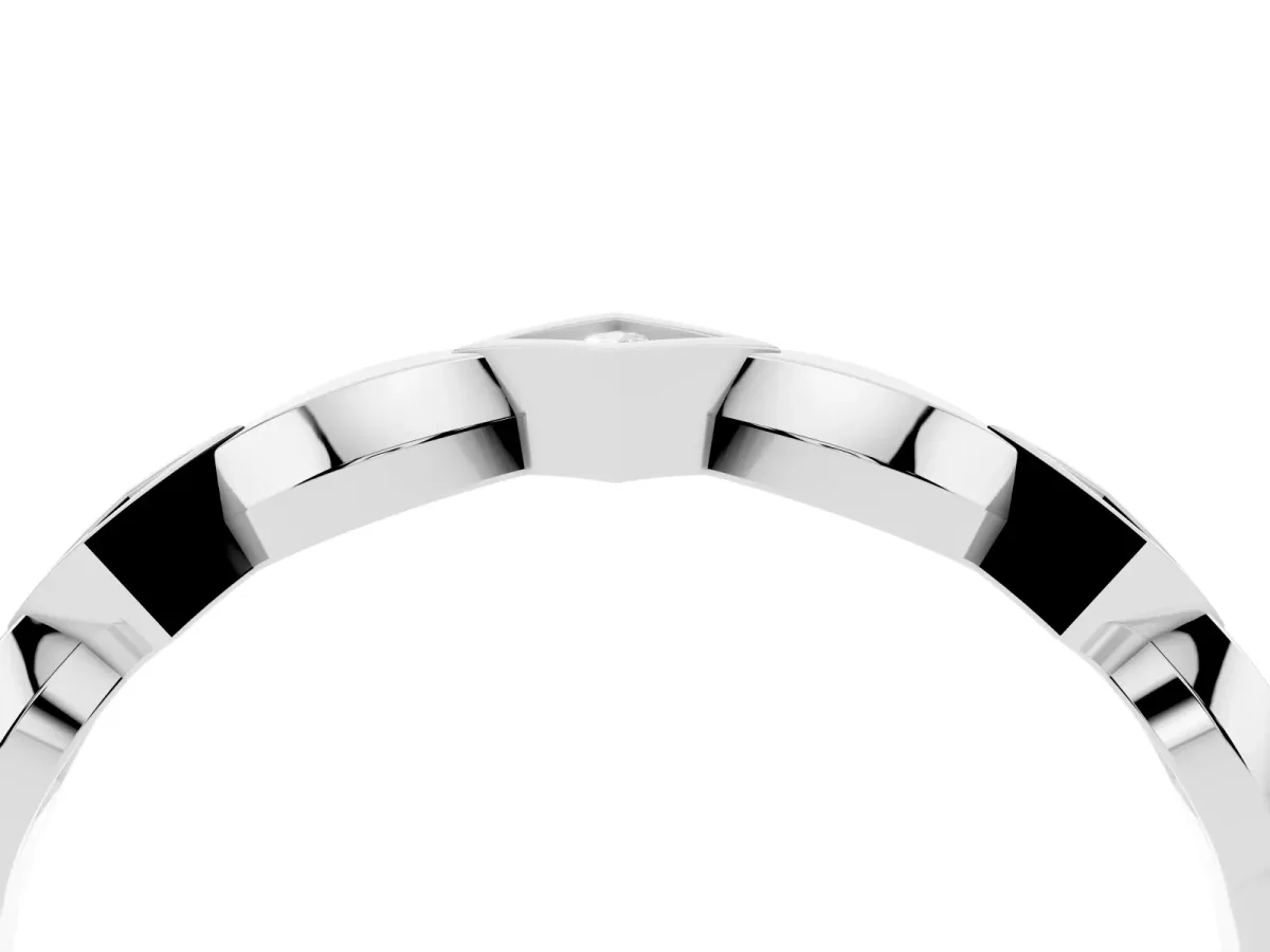 Square Diamond Twist Band with Bezel Setting Silver