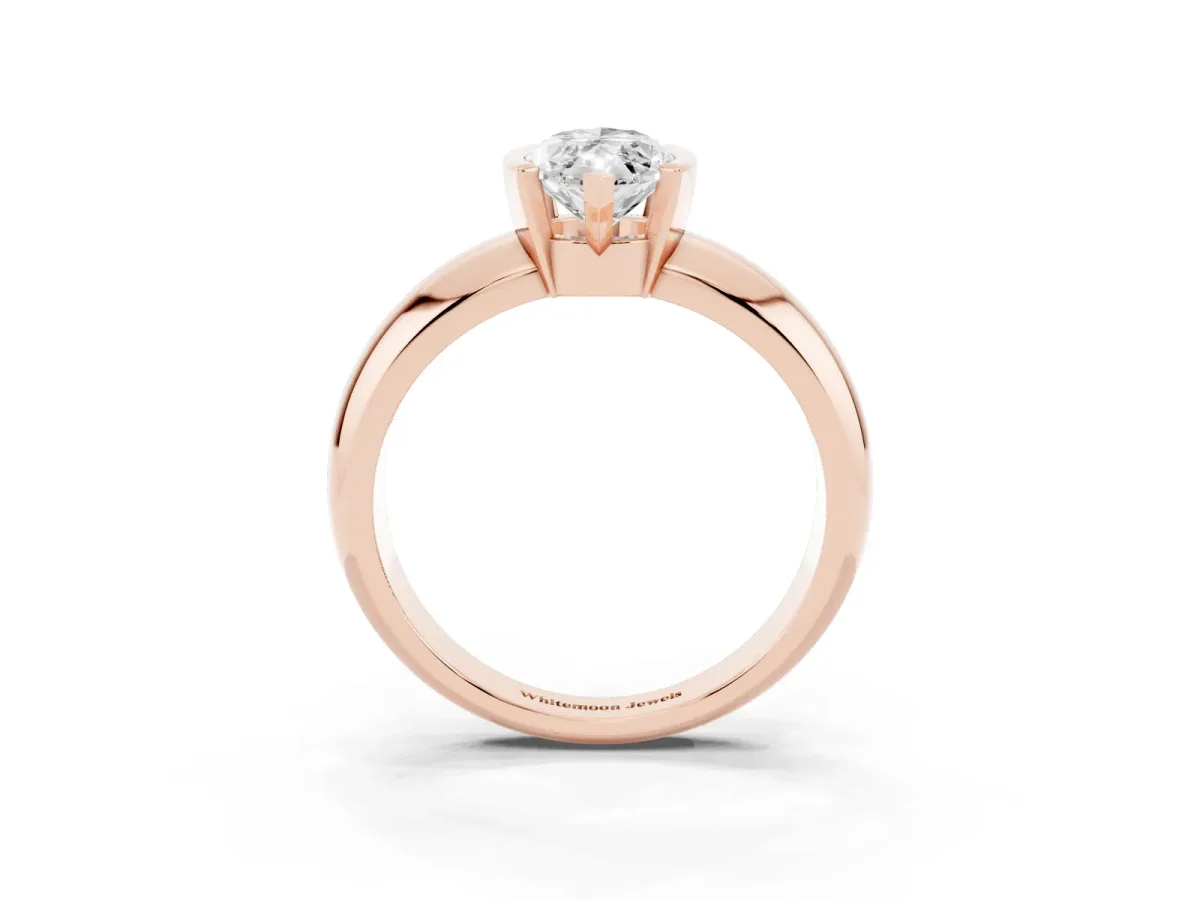 Marquise Cut Solitaire Tension Set Diamond Ring with Wide Band Rose gold