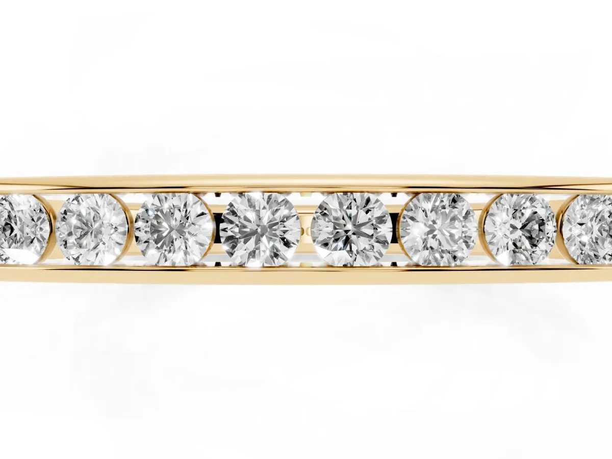 Channel Set Round Diamond Flat Band Yellow gold