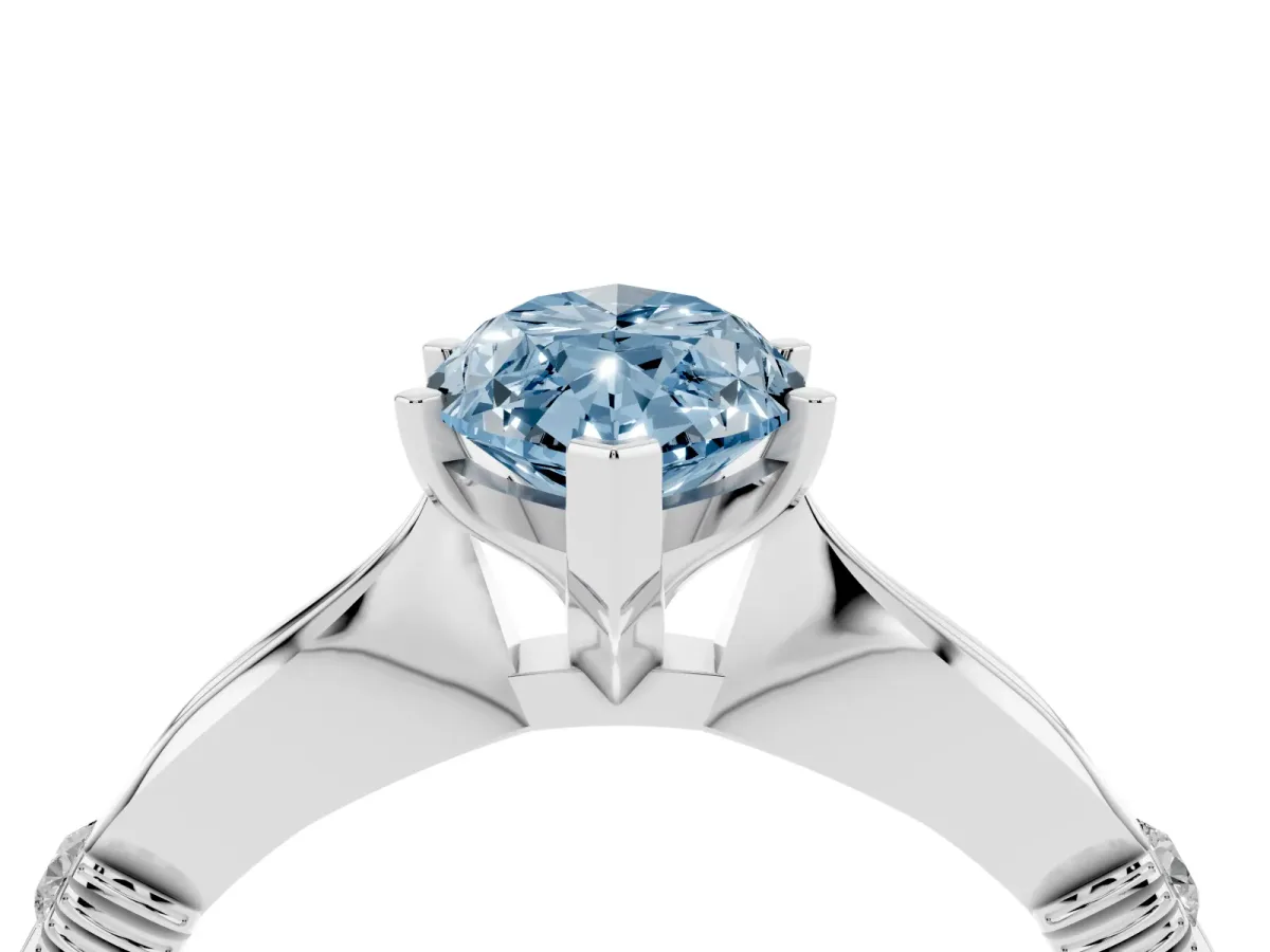 Fancy Blue Marquise Cut Solitaire Diamond Twisted Band with Four-Prong Setting Silver