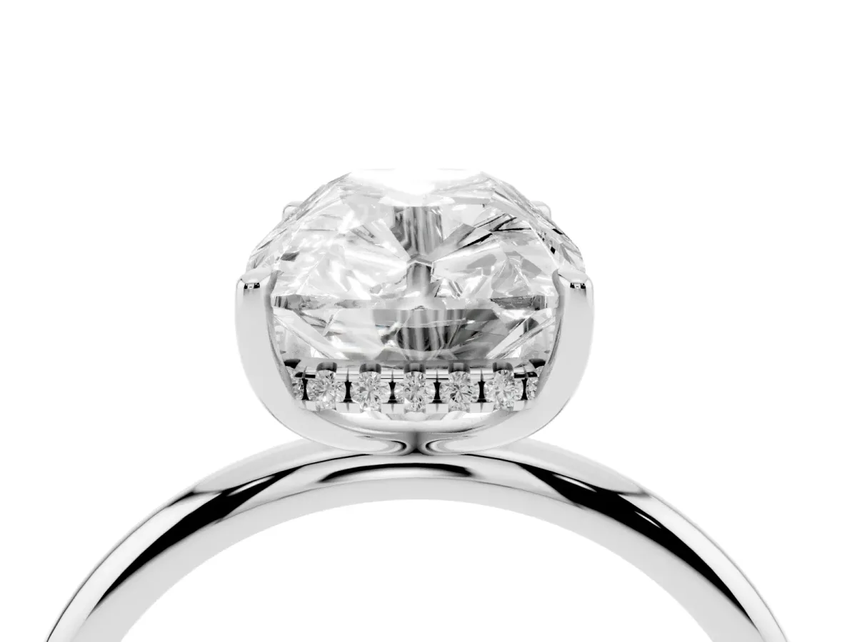Old Mine Elongated Cushion Diamond Classic Band Four Prong Solitaire Ring Silver
