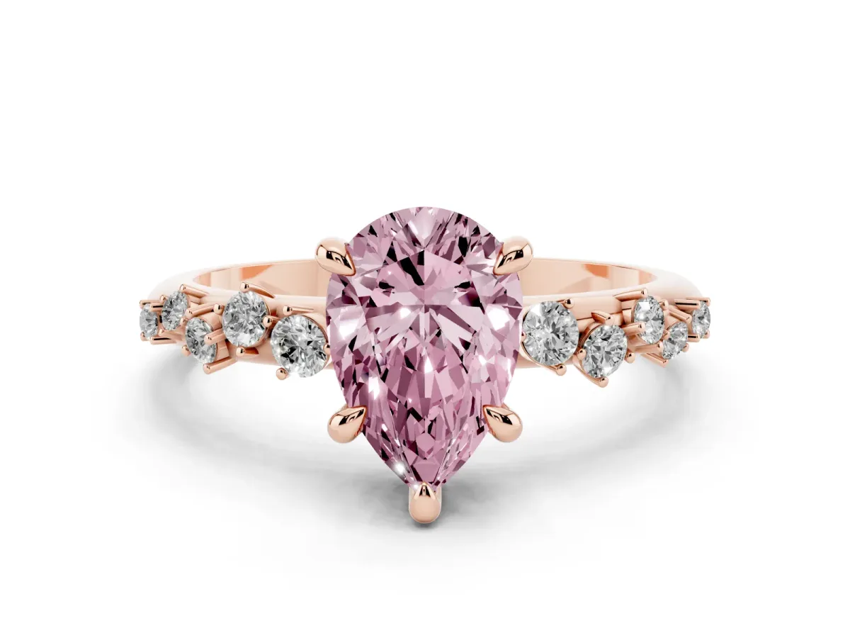 Fancy Pink Pear Cut Cut Diamond Vine Band with Four-Prong Setting Rose gold